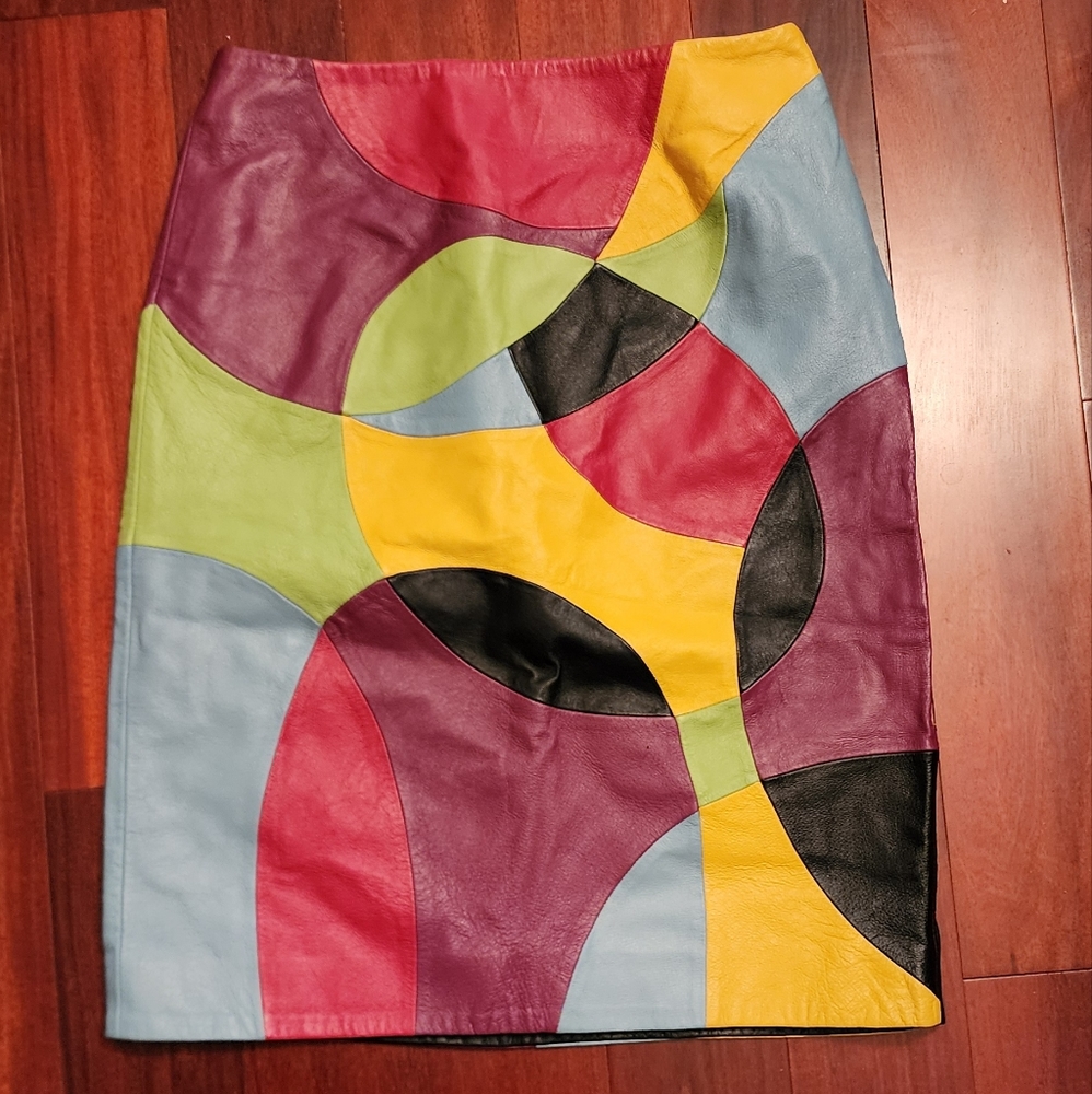 Colorful Metrostyle Leather Skirt Size 6